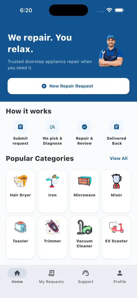 RepairHub app on Android